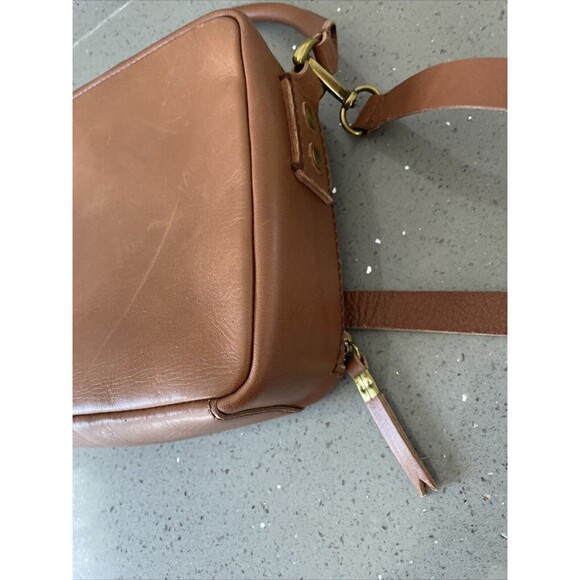 Madewell Square Satchel Crossbody Leather Bag Tan Leather - Picture 8 of 16